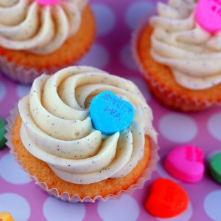 Creamsicle Conversation Heart Cupcakes