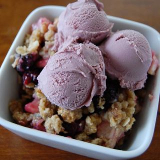 Apple Blackberry Crisp with Blackberry Ice Cream