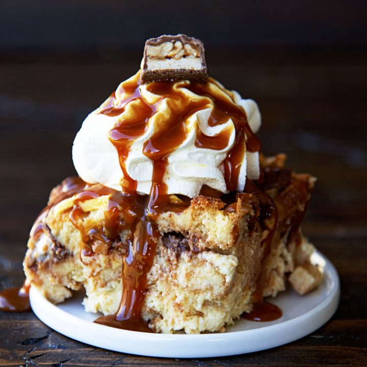 Apple Candy Bar Bread Pudding