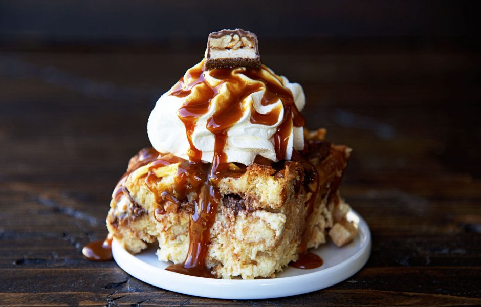 Apple Candy Bar Bread Pudding