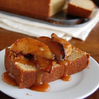 Brown Sugar Almond Pound Cake with Sauteed Spiced Apples