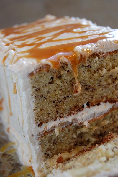 Close up of the sliced cake. 