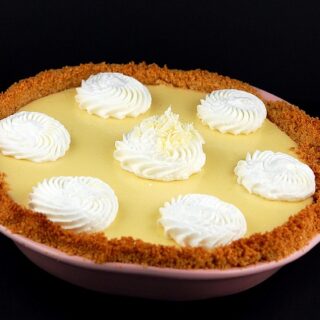 Key Lime Mascarpone Pie with Honey Wheat Pretzel White Chocolate Crust