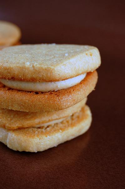 Two Peanut Butter Sandwich Cookies stacked on top of each other
