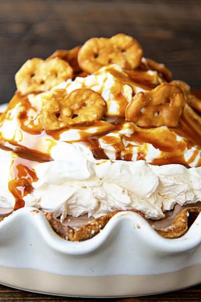 Chocolate Caramel Pretzel Pie