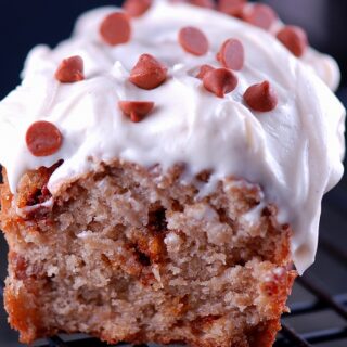 Applesauce Cinnamon Chip Cake with Cinnamon Cream Cheese Frosting