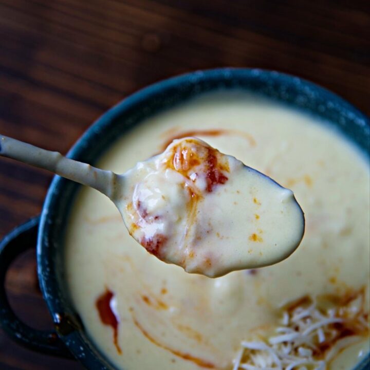 Asiago Soup with Tomato Jam