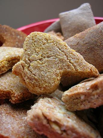Close up of duck shaped dog treat.